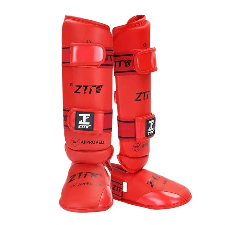blue karate shin and foot protector